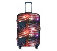FHIZOAL Firework American Flag Bright Elastic Anti Scratch Suitcase Cover Travel Luggage Protector Dust-Proof for 18-32 Inch Baggage