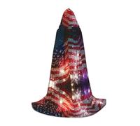 FHIZOAL Fireworks American Flag Halloween Hooded Cape For Teenagers Witch Vampires Grim Reaper Costume Themed Parties Comic Con