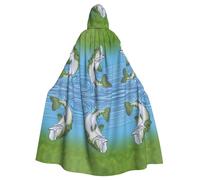 FHIZOAL Fishing Jumping Out Of Water Hooded Cloak Hooded Robe Halloween Christmas Witch Vampires Grim Reaper Costume Cosplay Party