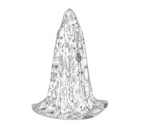 FHIZOAL Flowering Herbs And Herbaceous Plants Halloween Hooded Cape For Teenagers Witch Vampires Grim Reaper Costume Themed Parties Comic Con