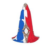 FHIZOAL France Flag Eiffel Tower Outl Halloween Hooded Cape For Teenagers Witch Vampires Grim Reaper Costume Themed Parties Comic Con