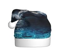 FHIZOAL Full Moon And Foggy Clouds With Turquoise Adult Christmas Decorative Hat Festive Plush Hat Soft Lightweight New Year'S Party Holiday