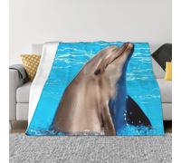FHIZOAL Funny Dolphin Ultra-Soft Micro Fleece Blanket Flannel Blanket Cozy Warm Couch Bed Living Room Bedroom Decor