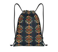 FHIZOAL Geometric Tribes Drawstring Bags Waterproof Sports String Backpacks Lightweight Yoga Training Swimming Travel