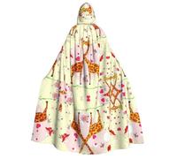 FHIZOAL Giraffe Heart Flower Butterfly Adult Hooded Cloak Vampire Witch Cape Halloween Christmas Cosplay Costumes Themed Parties