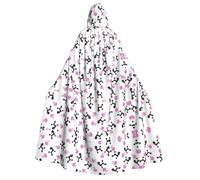 FHIZOAL Girly Pink Perfume Bottle And Poodle Adult Hooded Cloak Vampire Witch Cape Halloween Christmas Cosplay Costumes Themed Parties