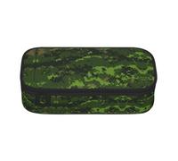 FHIZOAL Green Army Digital Camouflage Pencil Case Stationery Storage Pouch Big Capacity Teacher College Work