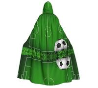 FHIZOAL Green Grass Field Soccer Playground The Ball Adult Hooded Cloak Vampire Witch Cape Halloween Christmas Cosplay Costumes Themed Parties