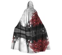 FHIZOAL Grey Paris Eiffel Tower Cityscape Red Flower Adult Hooded Cloak Vampire Witch Cape Halloween Christmas Cosplay Costumes Themed Parties