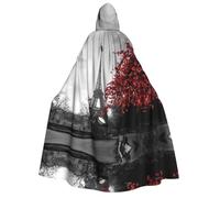 FHIZOAL Grey Paris Eiffel Tower Cityscape Red Flower Adult Hooded Cloak Vampire Witch Cape Halloween Christmas Cosplay Costumes Themed Parties