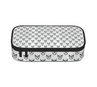 FHIZOAL Halloween Themed Monochrome Skeleton Head Pencil Case Stationery Storage Pouch Big Capacity Teacher College Work