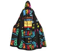 FHIZOAL Happy Birthday Big Cake Adult Hooded Cloak Vampire Witch Cape Halloween Christmas Cosplay Costumes Themed Parties