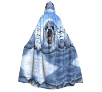 FHIZOAL Harp Seal Painting Wallpaper Adult Hooded Cloak Vampire Witch Cape Halloween Christmas Cosplay Costumes Themed Parties