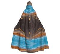 FHIZOAL Highway Road In The Desert Landscape Hooded Cloak Hooded Robe Halloween Christmas Witch Vampires Grim Reaper Costume Cosplay Party