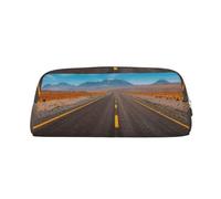 FHIZOAL Highway Road in The Desert Landscape Pencil Bag Stand Up Stationery Storage Case Student Office College Cosmetic