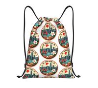 FHIZOAL Hong Kong Cityscape Drawstring Bags Waterproof Sports String Backpacks Lightweight Yoga Training Swimming Travel