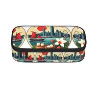 FHIZOAL Hong Kong Cityscape with Boat Pencil Case Stationery Storage Pouch Big Capacity Teacher College Work