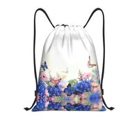 FHIZOAL Hydrangeas Daisies Butterflies Drawstring Bags Waterproof Sports String Backpacks Lightweight Yoga Training Swimming Travel