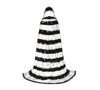 FHIZOAL Ink And Gold Dot Stripes Halloween Hooded Cape For Teenagers Witch Vampires Grim Reaper Costume Themed Parties Comic Con