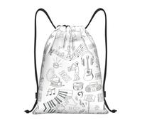 FHIZOAL Instruments Performers Notes And Little Birds Drawstring Bags Waterproof Sports String Backpacks Lightweight Yoga Training Swimming Travel