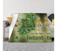 FHIZOAL Ireland Map With Landmarks Ultra-Soft Micro Fleece Blanket Flannel Blanket Cozy Warm Couch Bed Living Room Bedroom Decor