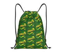 FHIZOAL Jamaica Flag Map Drawstring Bags Waterproof Sports String Backpacks Lightweight Yoga Training Swimming Travel
