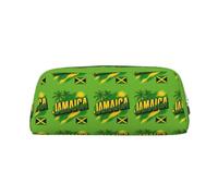 FHIZOAL Jamaica Flag Map Pencil Bag Stand Up Stationery Storage Case Student Office College Cosmetic