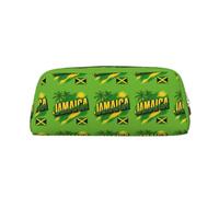 FHIZOAL Jamaica Flag Map Pencil Bag Stand Up Stationery Storage Case Student Office College Cosmetic