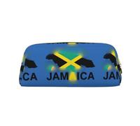 FHIZOAL Jamaica Map Outlines Pencil Bag Stand Up Stationery Storage Case Student Office College Cosmetic