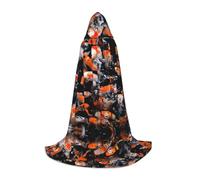 FHIZOAL Japan Fancy Koi Carp Fishes Halloween Hooded Cape For Teenagers Witch Vampires Grim Reaper Costume Themed Parties Comic Con