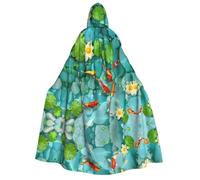 FHIZOAL Japanese Pretty Koi Fish Adult Hooded Cloak Vampire Witch Cape Halloween Christmas Cosplay Costumes Themed Parties