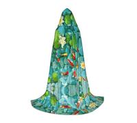 FHIZOAL Japanese Pretty Koi Fish Halloween Hooded Cape For Teenagers Witch Vampires Grim Reaper Costume Themed Parties Comic Con