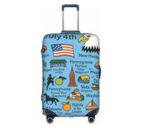 FHIZOAL July Fourth USA States Symbol Elastic Anti Scratch Suitcase Cover Travel Luggage Protector Dust-Proof for 18-32 Inch Baggage