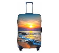 FHIZOAL Last Sun Rays of Over The Sea Waves Elastic Anti Scratch Suitcase Cover Travel Luggage Protector Dust-Proof for 18-32 Inch Baggage