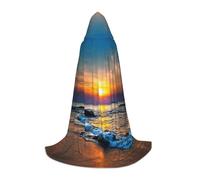 FHIZOAL Last Sun Rays Of Over The Sea Waves Halloween Hooded Cape For Teenagers Witch Vampires Grim Reaper Costume Themed Parties Comic Con