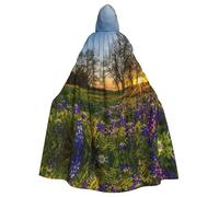 FHIZOAL Lavender Meadow At Sunset Spring Hooded Cloak Hooded Robe Halloween Christmas Witch Vampires Grim Reaper Costume Cosplay Party
