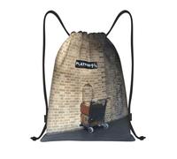 FHIZOAL London Station Platform Drawstring Bags Waterproof Sports String Backpacks Lightweight Yoga Training Swimming Travel