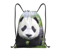 FHIZOAL Lovely Panda Walking On The Grassland Drawstring Bags Waterproof Sports String Backpacks Lightweight Yoga Training Swimming Travel