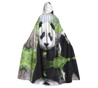 FHIZOAL Lovely Panda Walking On The Grassland Hooded Cloak Hooded Robe Halloween Christmas Witch Vampires Grim Reaper Costume Cosplay Party