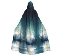 FHIZOAL Magic Lotus Floral Hooded Cloak Hooded Robe Halloween Christmas Witch Vampires Grim Reaper Costume Cosplay Party