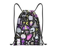 FHIZOAL Magic Witch Witchcraft Bohemian Drawing Drawstring Bags Waterproof Sports String Backpacks Lightweight Yoga Training Swimming Travel