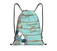FHIZOAL Marine Life Sea Deck Drawstring Bags Waterproof Sports String Backpacks Lightweight Yoga Training Swimming Travel