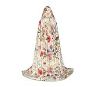 FHIZOAL Modern Floral Halloween Hooded Cape For Teenagers Witch Vampires Grim Reaper Costume Themed Parties Comic Con