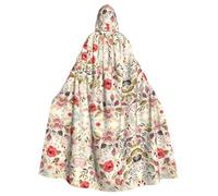 FHIZOAL Modern Floral Hooded Cloak Hooded Robe Halloween Christmas Witch Vampires Grim Reaper Costume Cosplay Party