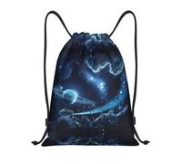 FHIZOAL Moon Stars And Planets Drawstring Bags Waterproof Sports String Backpacks Lightweight Yoga Training Swimming Travel