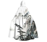 FHIZOAL Mountain And Pine Tree Adult Hooded Cloak Cosplay Carnival Costumes Party Grim Reaper Vampire Mysterious Masquerade