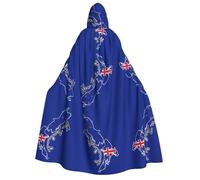 FHIZOAL New Zealand Map With Flag Adult Hooded Cloak Vampire Witch Cape Halloween Christmas Cosplay Costumes Themed Parties