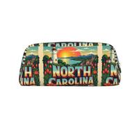 FHIZOAL North Carolina Vintage Postca Pencil Bag Stand Up Stationery Storage Case Student Office College Cosmetic