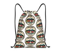 FHIZOAL Norway Bergen Houses Mountain Drawstring Bags Waterproof Sports String Backpacks Lightweight Yoga Training Swimming Travel
