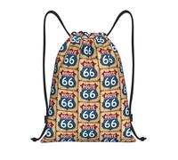 FHIZOAL Route Sixty Six Shield Drawstring Bags Waterproof Sports String Backpacks Lightweight Yoga Training Swimming Travel